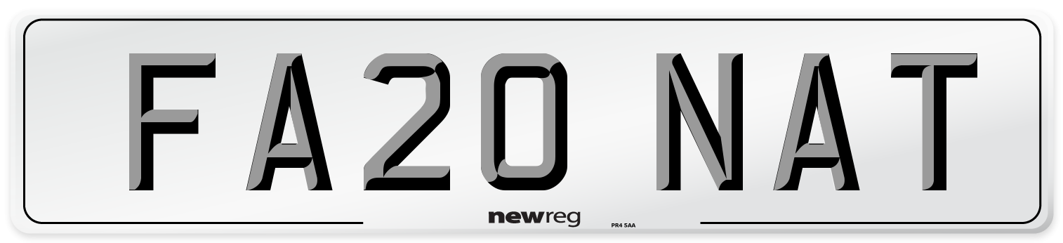 FA20 NAT Number Plate from New Reg